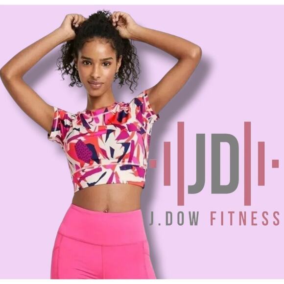 J. Dow Fitness Women’s Short Sleeve Activewear Crop Top Shirt Large - Picture 6 of 7